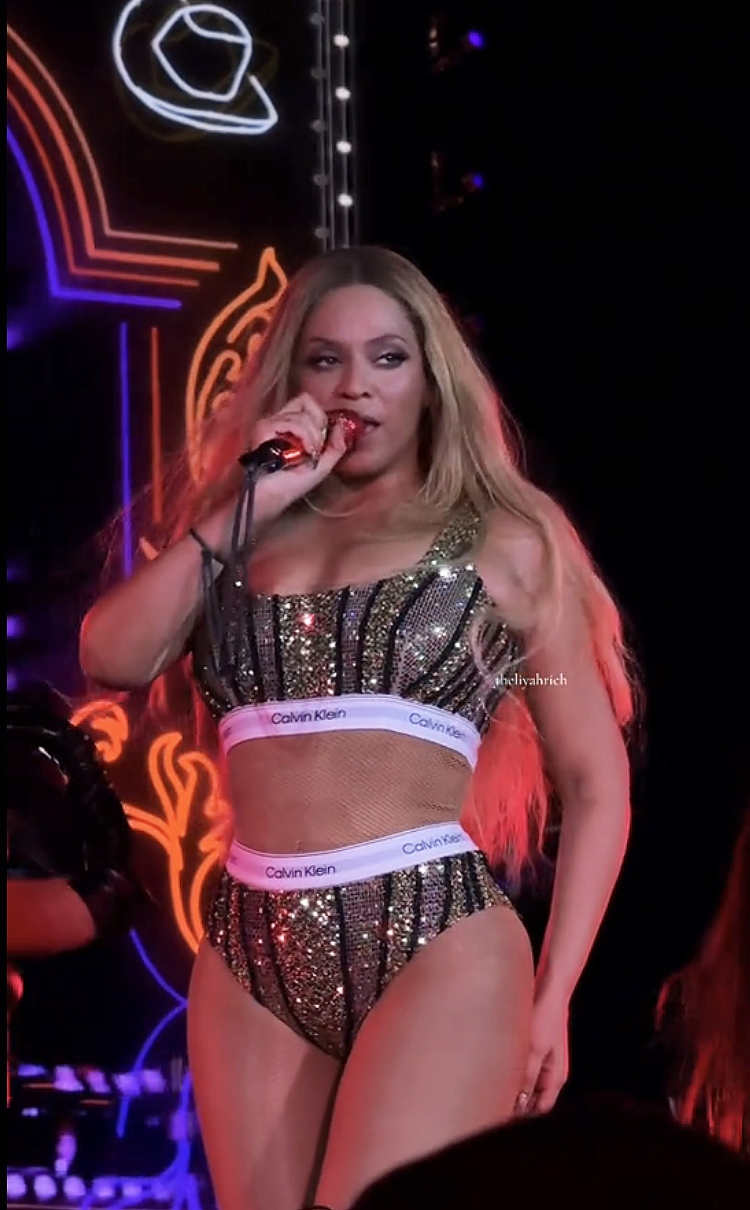 Beyoncé shows off her curves in bedazzled Calvin Klein underwear covered in more than 28,000 beads